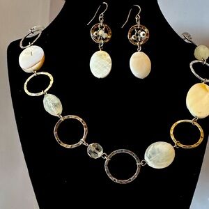 Long Necklace with Circles and Matching Earrings - Christopher & Banks